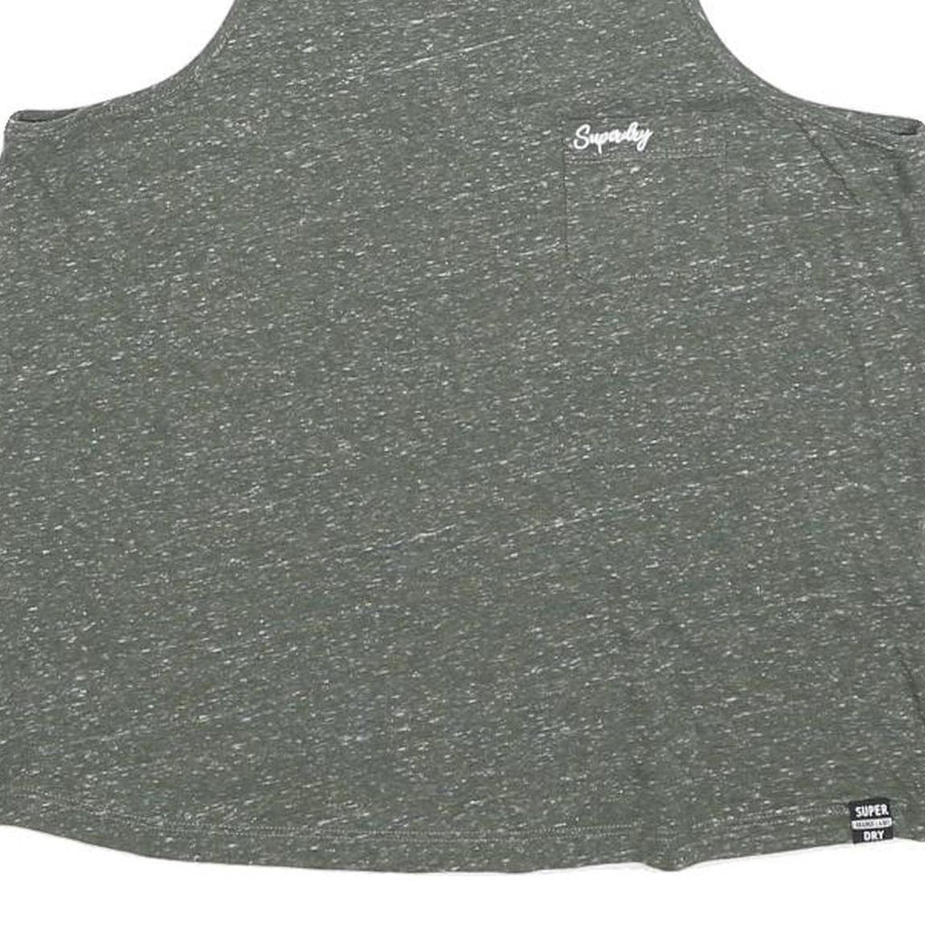 SUPERDRY Womens Green Sleeveless T-Shirt UK 10 Cotton Blend Crew Neck Casual