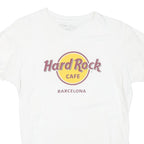 HARD ROCK CAFE Womens White Barcelona Graphic T-Shirt L Short Sleeve Crew Neck