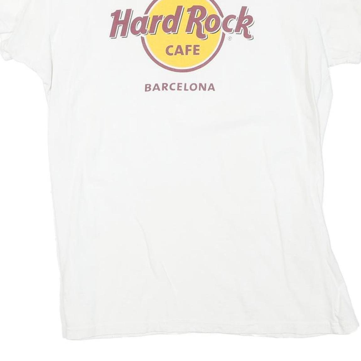 HARD ROCK CAFE Womens White Barcelona Graphic T-Shirt L Short Sleeve Crew Neck