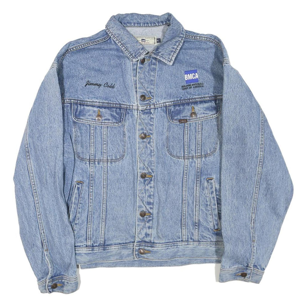 LEE Mens Blue Denim Jacket XL Cotton Blend Button Plain Classic Worker Style