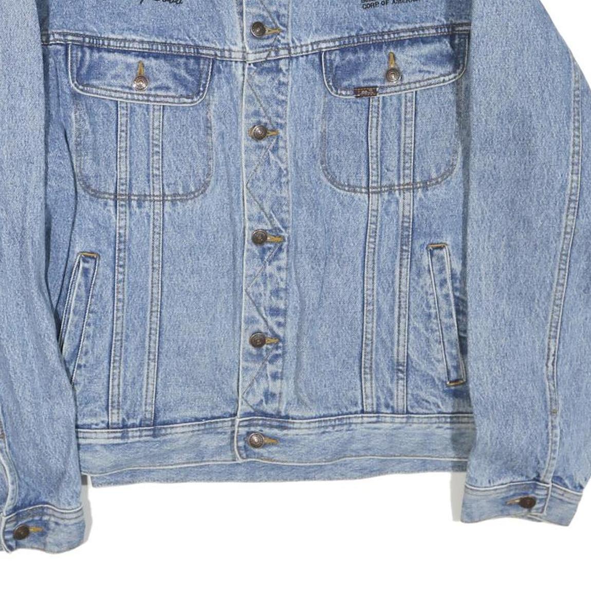 LEE Mens Blue Denim Jacket XL Cotton Blend Button Plain Classic Worker Style