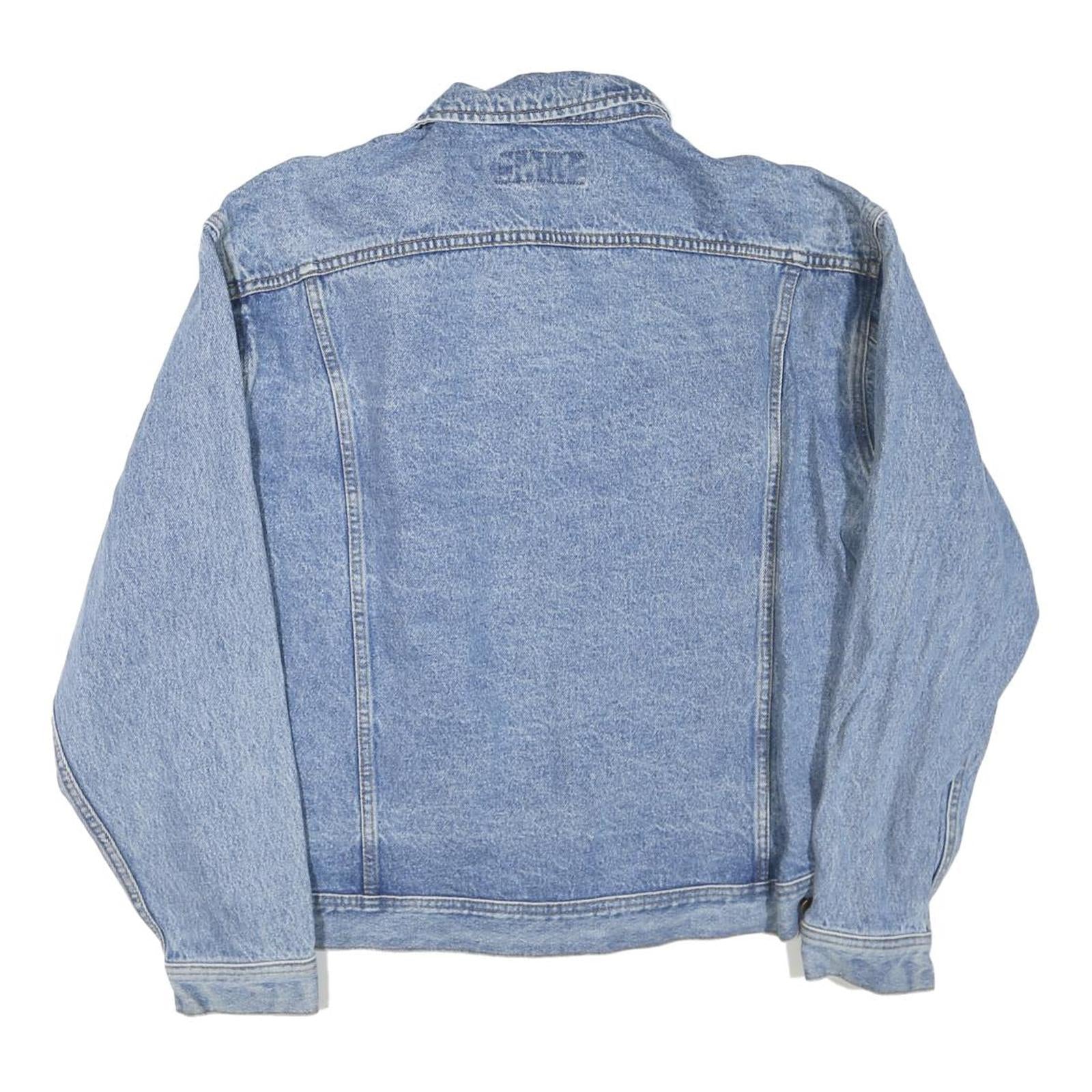 LEE Mens Blue Denim Jacket XL Cotton Blend Button Plain Classic Worker Style