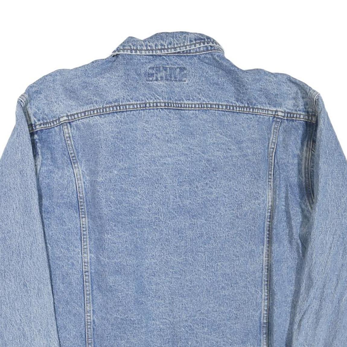 LEE Mens Blue Denim Jacket XL Cotton Blend Button Plain Classic Worker Style