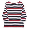 TOMMY HILFIGER Womens Red & Navy Striped Basic Top Long Sleeve Boat Neck L
