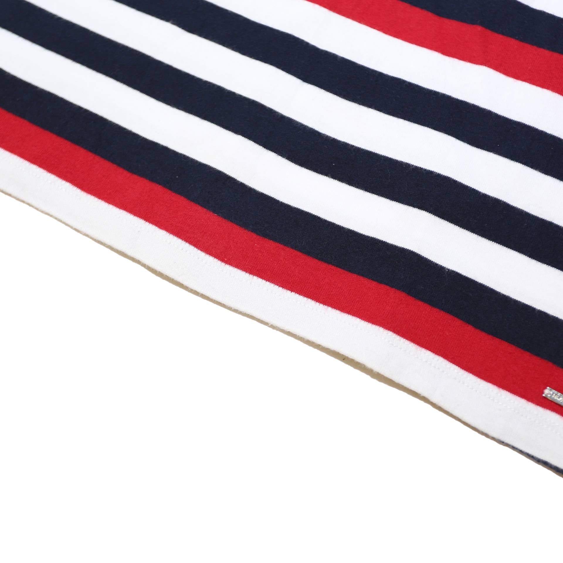 TOMMY HILFIGER Womens Red & Navy Striped Basic Top Long Sleeve Boat Neck L