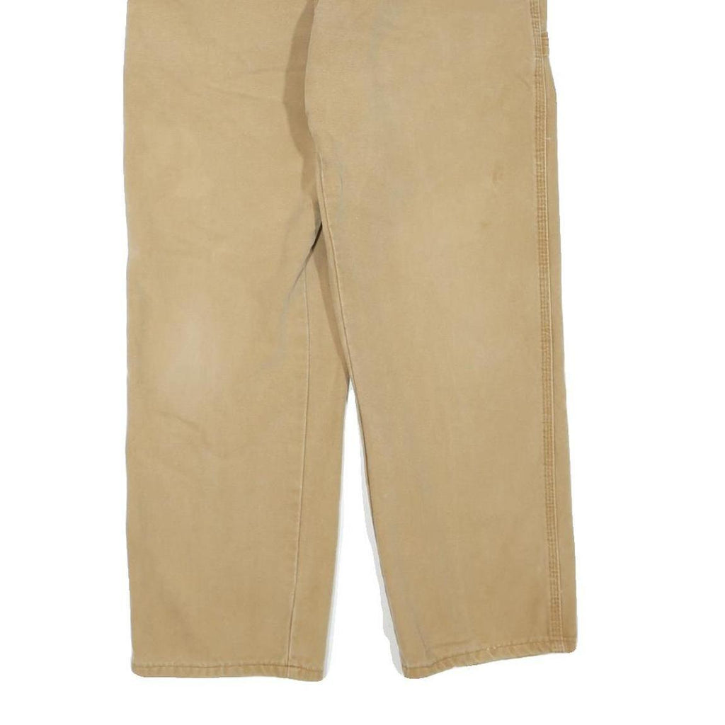 DICKIES Mens Regular Fit Beige Cotton Blend Trousers W34 L28 Workwear Zip