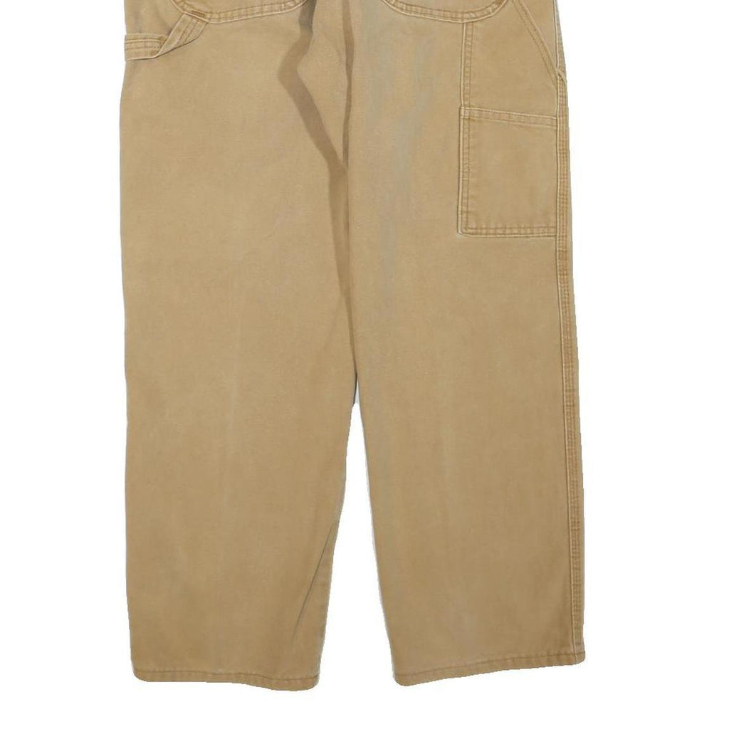 DICKIES Mens Regular Fit Beige Cotton Blend Trousers W34 L28 Workwear Zip