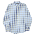 NAUTICA Mens Blue & White Checked Shirt L Classic Button Down Cotton Blend