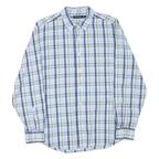 NAUTICA Mens Blue & White Checked Shirt L Classic Button Down Cotton Blend