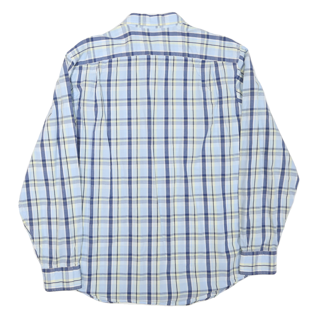 NAUTICA Mens Blue & White Checked Shirt L Classic Button Down Cotton Blend
