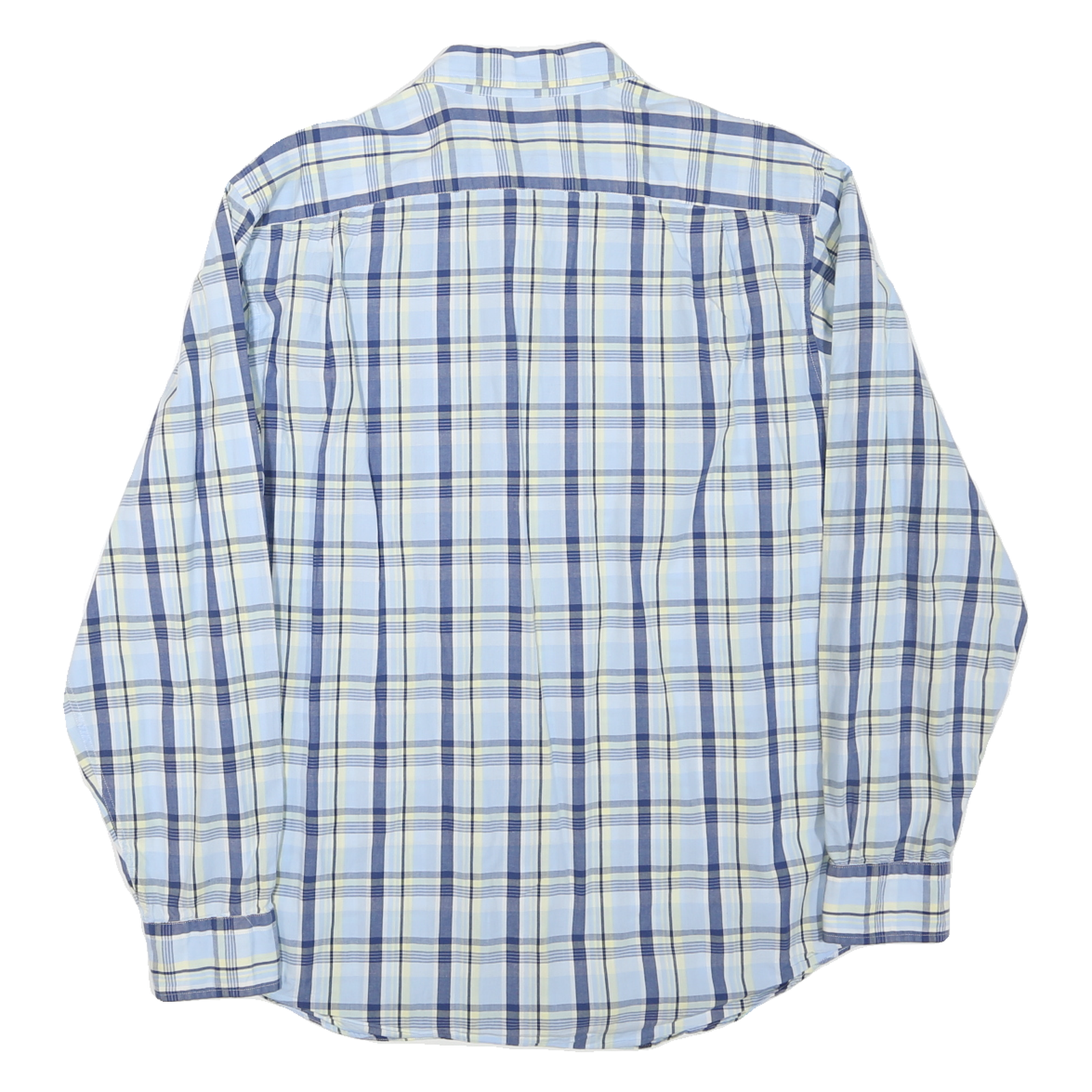 NAUTICA Mens Blue & White Checked Shirt L Classic Button Down Cotton Blend