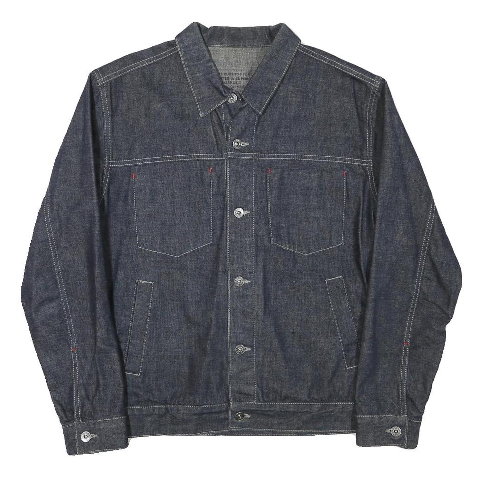 RIVER ISLAND Mens Blue Denim Jacket M Cotton Blend Button Closure Classic Fit