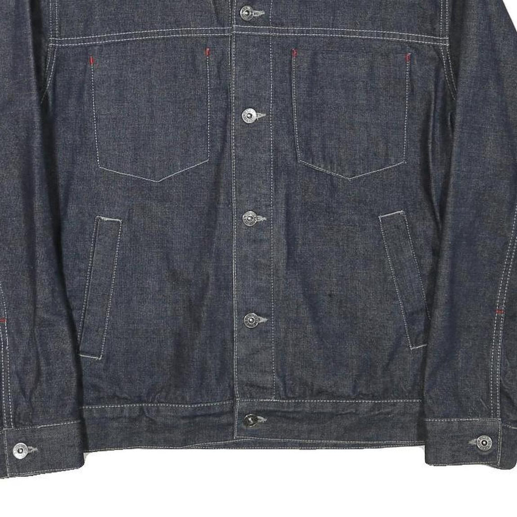 RIVER ISLAND Mens Blue Denim Jacket M Cotton Blend Button Closure Classic Fit