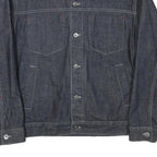 RIVER ISLAND Mens Blue Denim Jacket M Cotton Blend Button Closure Classic Fit