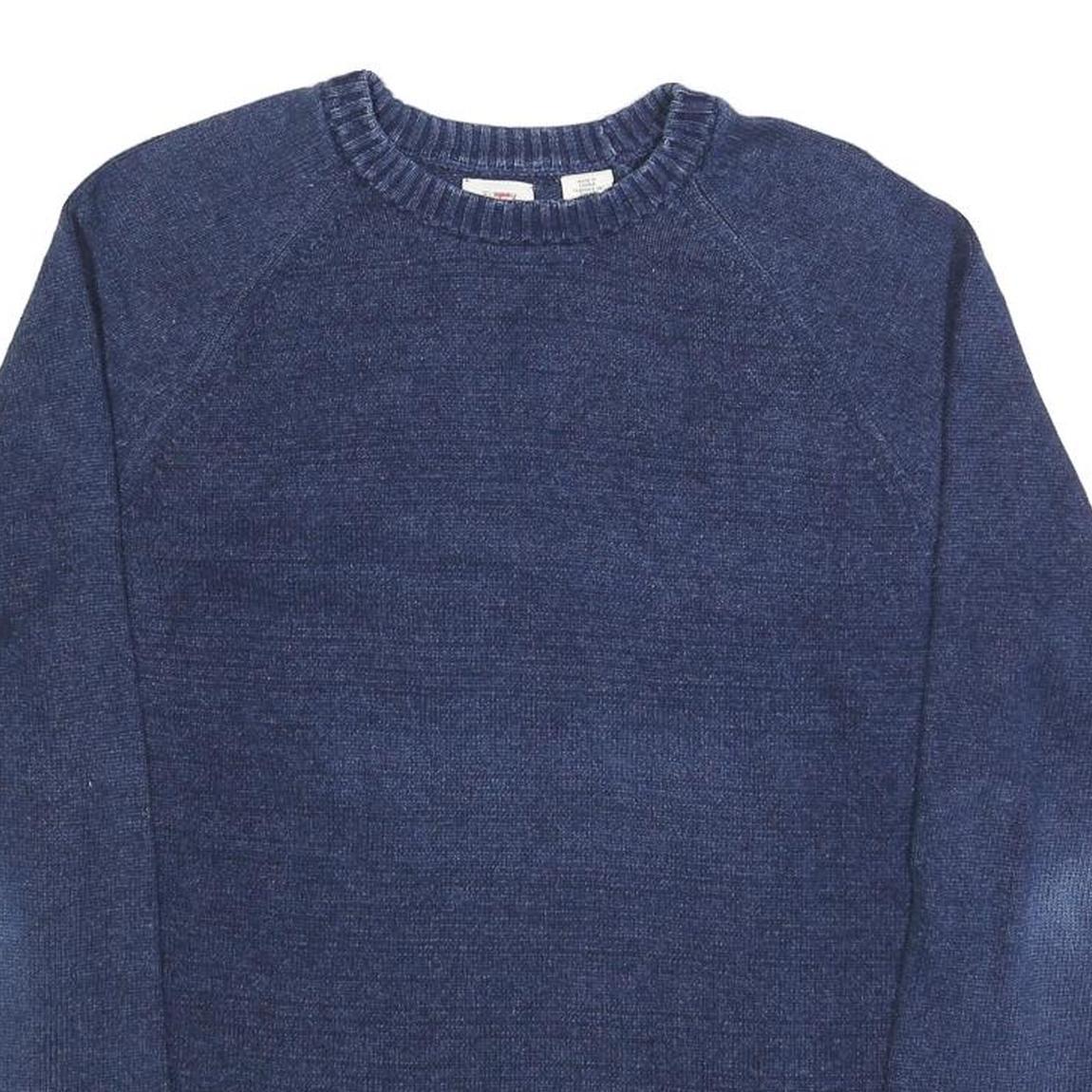 LEVI'S Mens Blue Plain Cotton Crew Neck Basic Knit Jumper M Casual Wear