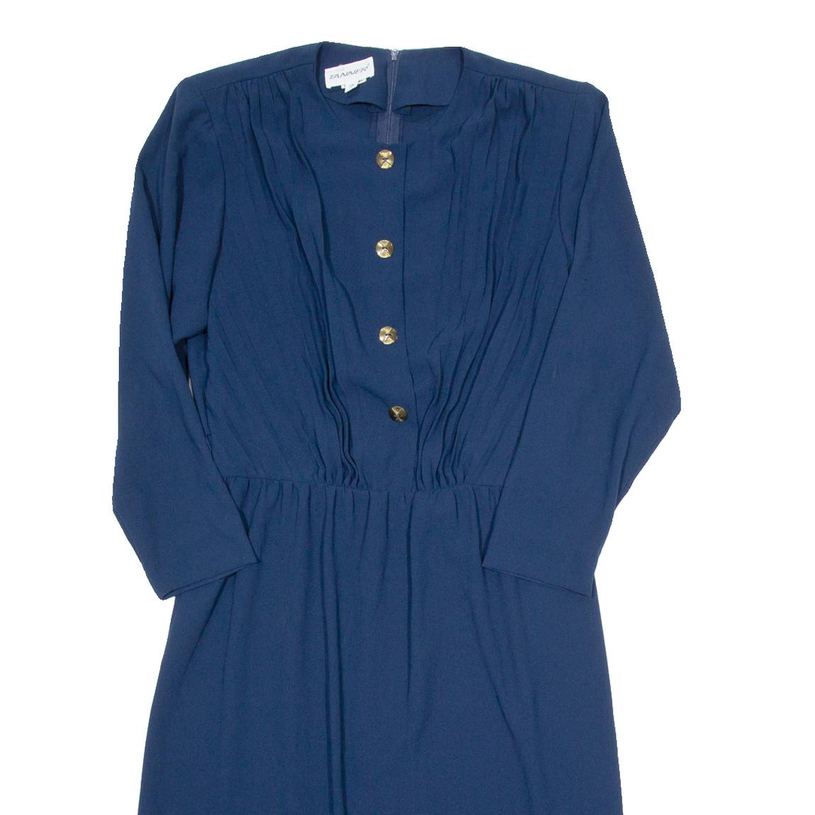 TANNER Womens A-Line Dress Blue Long Sleeve Midi UK 14