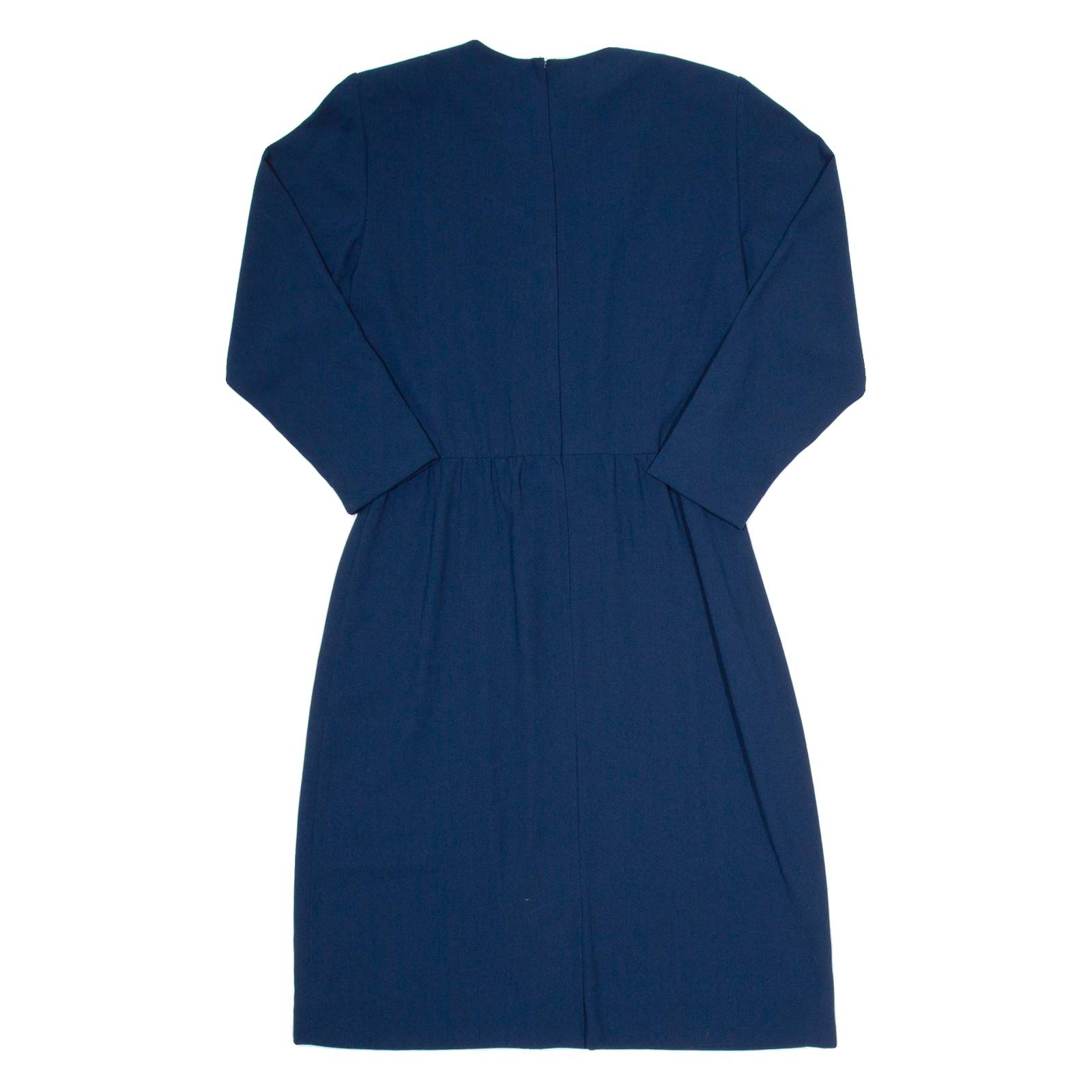 TANNER Womens A-Line Dress Blue Long Sleeve Midi UK 14