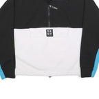 DKNY Womens Black & White Blue Sleeve Logo 1/4 Zip M Sweatshirt Sporty Pullover