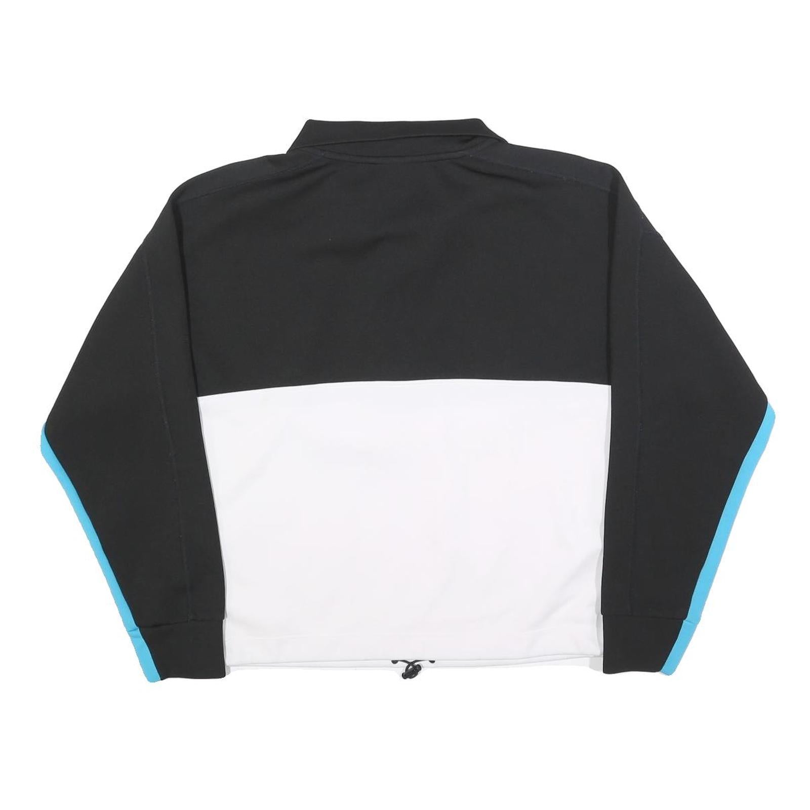 DKNY Womens Black & White Blue Sleeve Logo 1/4 Zip M Sweatshirt Sporty Pullover