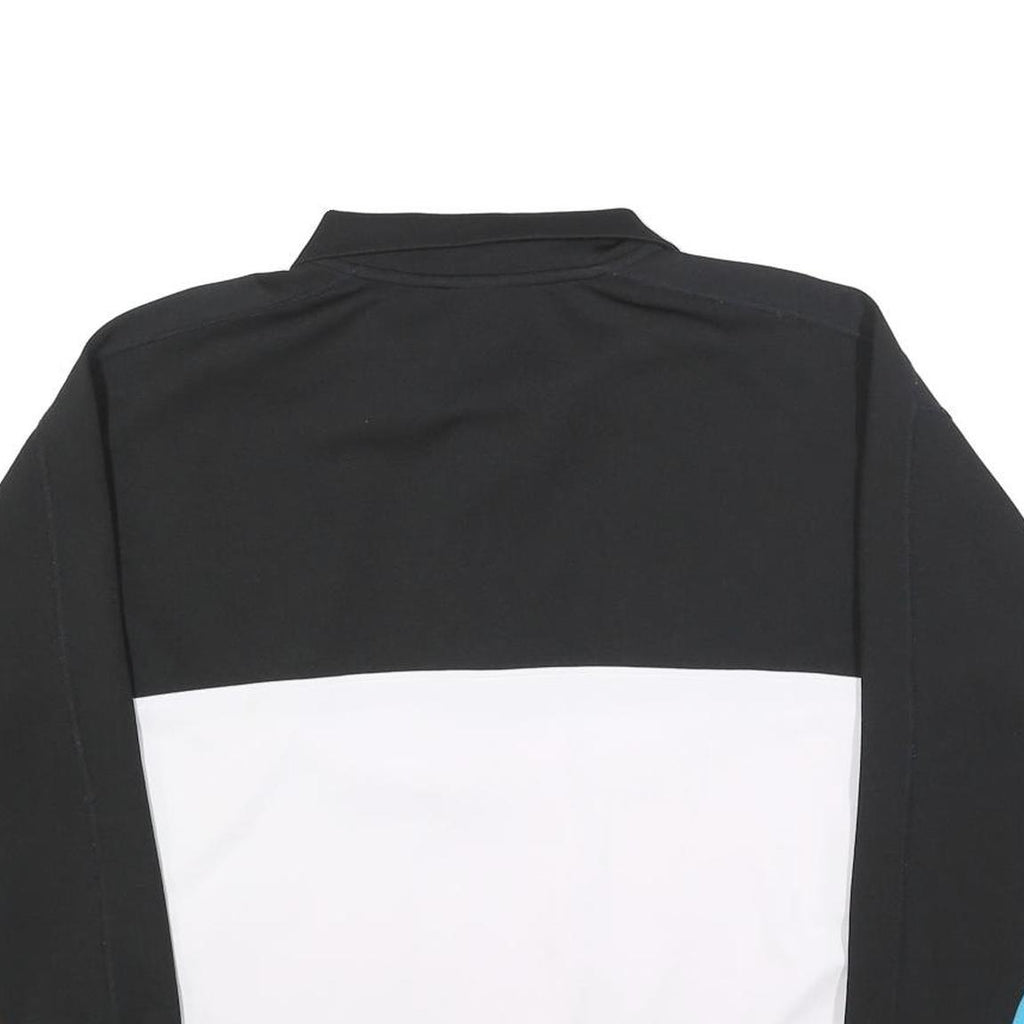DKNY Womens Black & White Blue Sleeve Logo 1/4 Zip M Sweatshirt Sporty Pullover