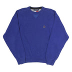 TOMMY HILFIGER Mens Blue Patterned Jumper Crew Neck Basic Knit XL Classic Cotton