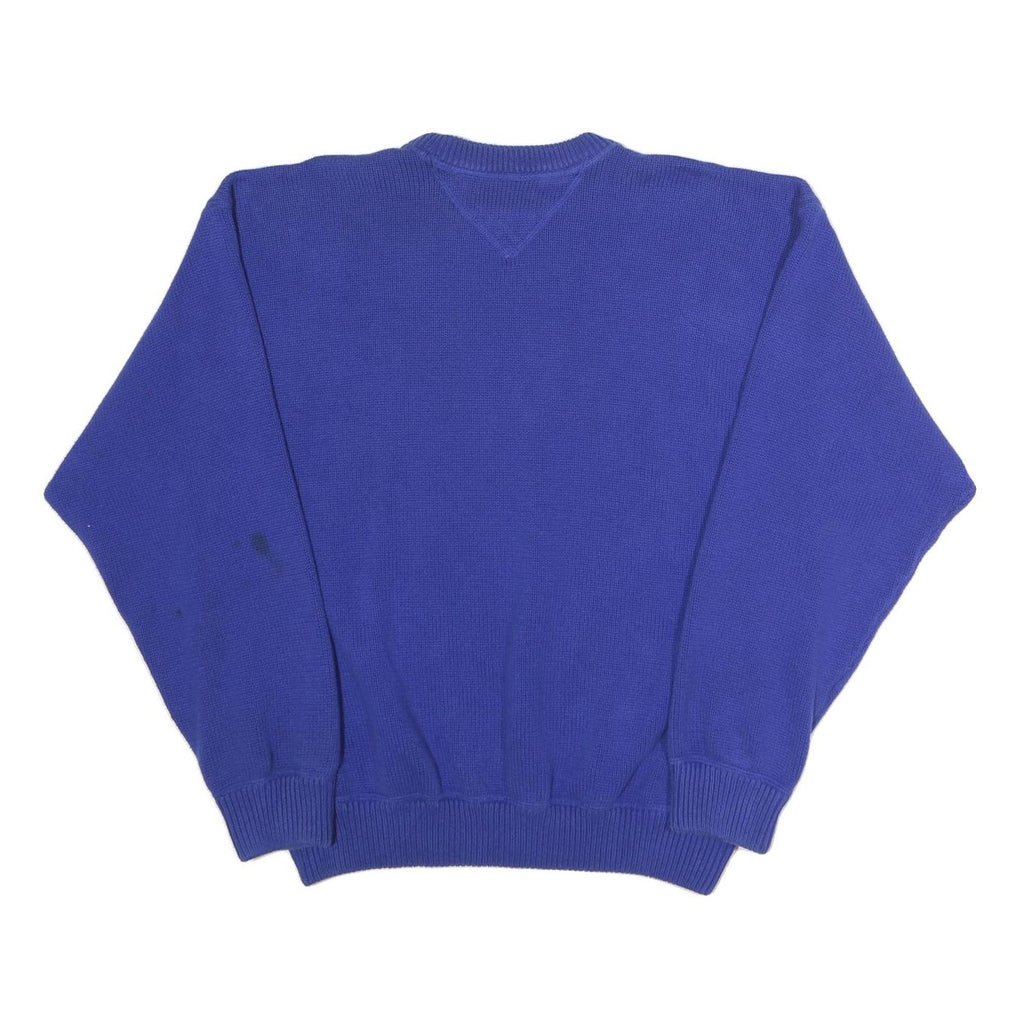 TOMMY HILFIGER Mens Blue Patterned Jumper Crew Neck Basic Knit XL Classic Cotton