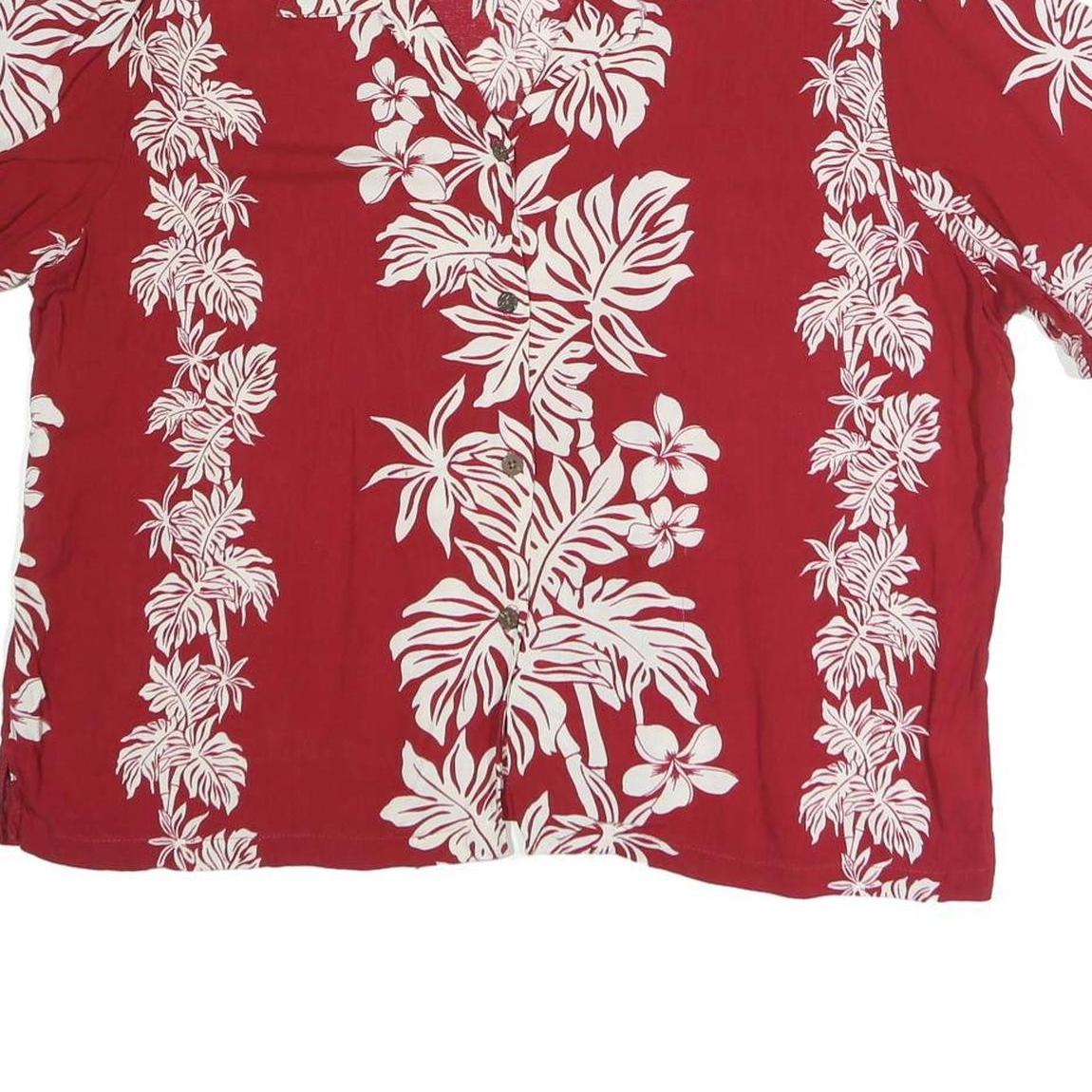 BISHOP ST Womens Red Floral Cotton Blend Shirt Short Sleeve Collared XL Casual