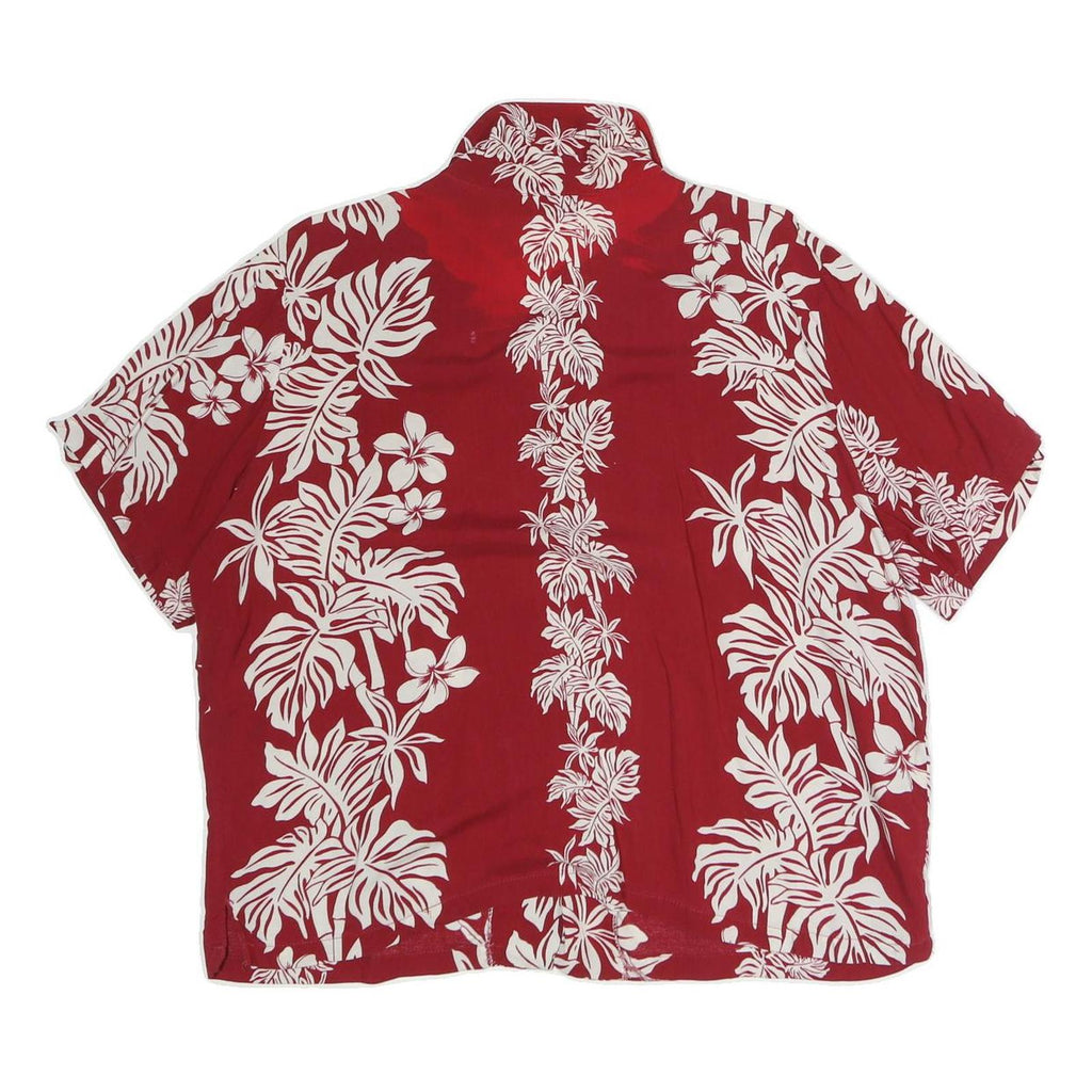BISHOP ST Womens Red Floral Cotton Blend Shirt Short Sleeve Collared XL Casual