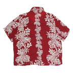 BISHOP ST Womens Red Floral Cotton Blend Shirt Short Sleeve Collared XL Casual