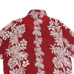 BISHOP ST Womens Red Floral Cotton Blend Shirt Short Sleeve Collared XL Casual