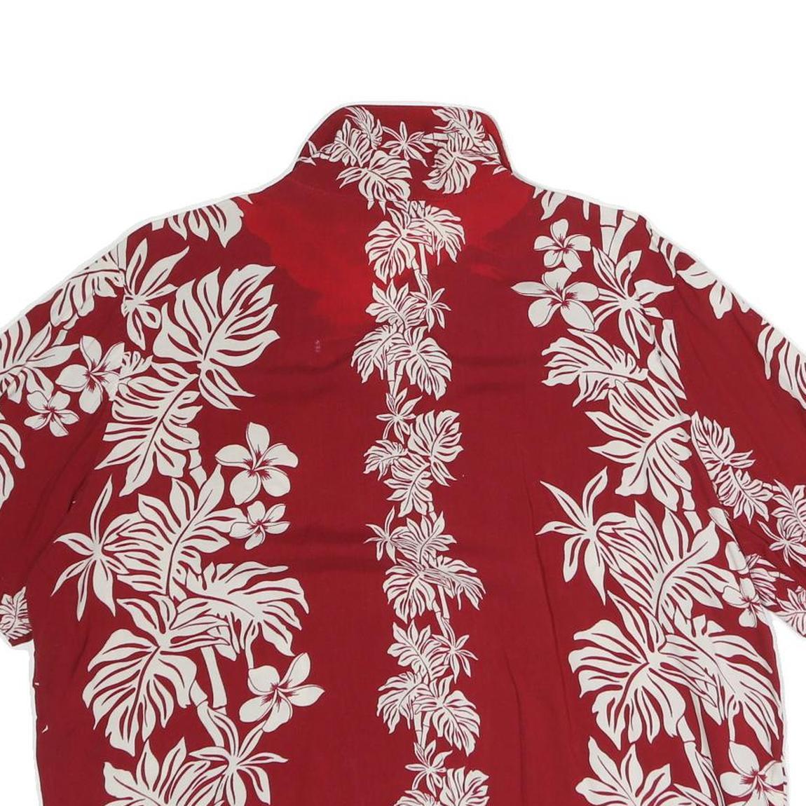 BISHOP ST Womens Red Floral Cotton Blend Shirt Short Sleeve Collared XL Casual