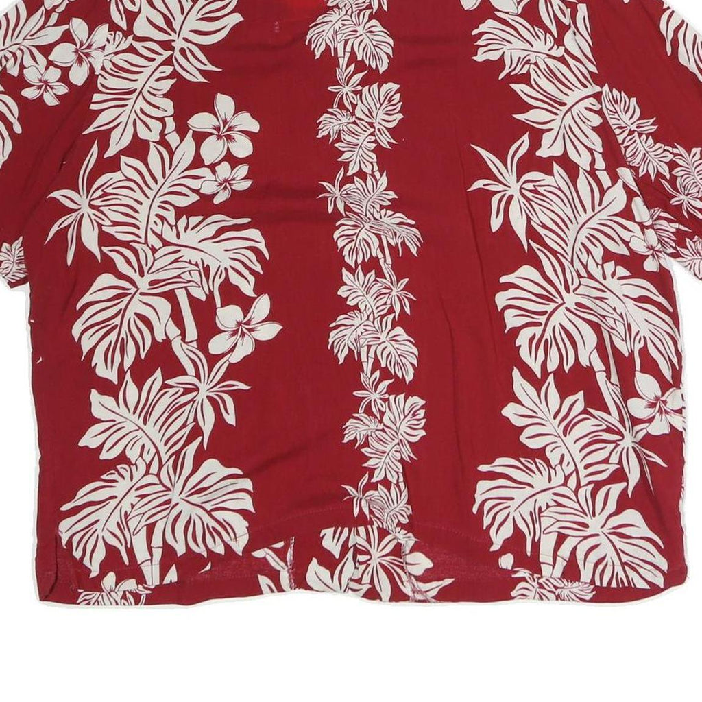 BISHOP ST Womens Red Floral Cotton Blend Shirt Short Sleeve Collared XL Casual