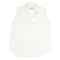 BALLON CLUB & CO Womens White Sleeveless Shirt Button Neck Top L Cotton Blend