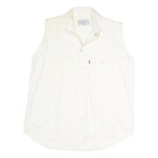 BALLON CLUB & CO Womens White Sleeveless Shirt Button Neck Top L Cotton Blend