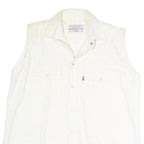 BALLON CLUB & CO Womens White Sleeveless Shirt Button Neck Top L Cotton Blend