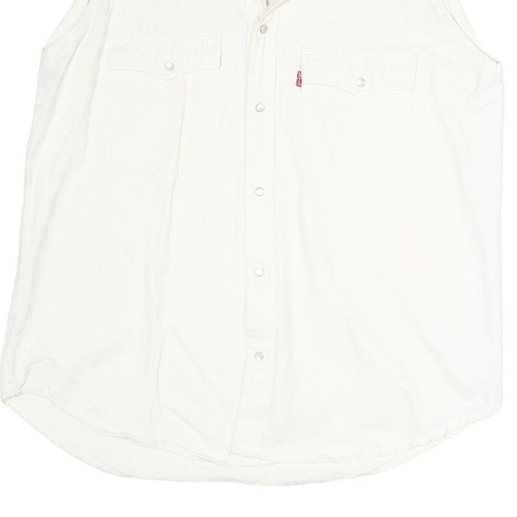 BALLON CLUB & CO Womens White Sleeveless Shirt Button Neck Top L Cotton Blend