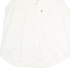 BALLON CLUB & CO Womens White Sleeveless Shirt Button Neck Top L Cotton Blend