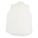 BALLON CLUB & CO Womens White Sleeveless Shirt Button Neck Top L Cotton Blend