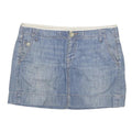 GAP Womens Blue Denim Mini Cotton Blend Skirt M Button Pocket Casual