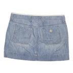 GAP Womens Blue Denim Mini Cotton Blend Skirt M Button Pocket Casual