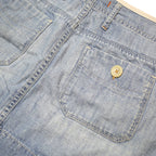 GAP Womens Blue Denim Mini Cotton Blend Skirt M Button Pocket Casual