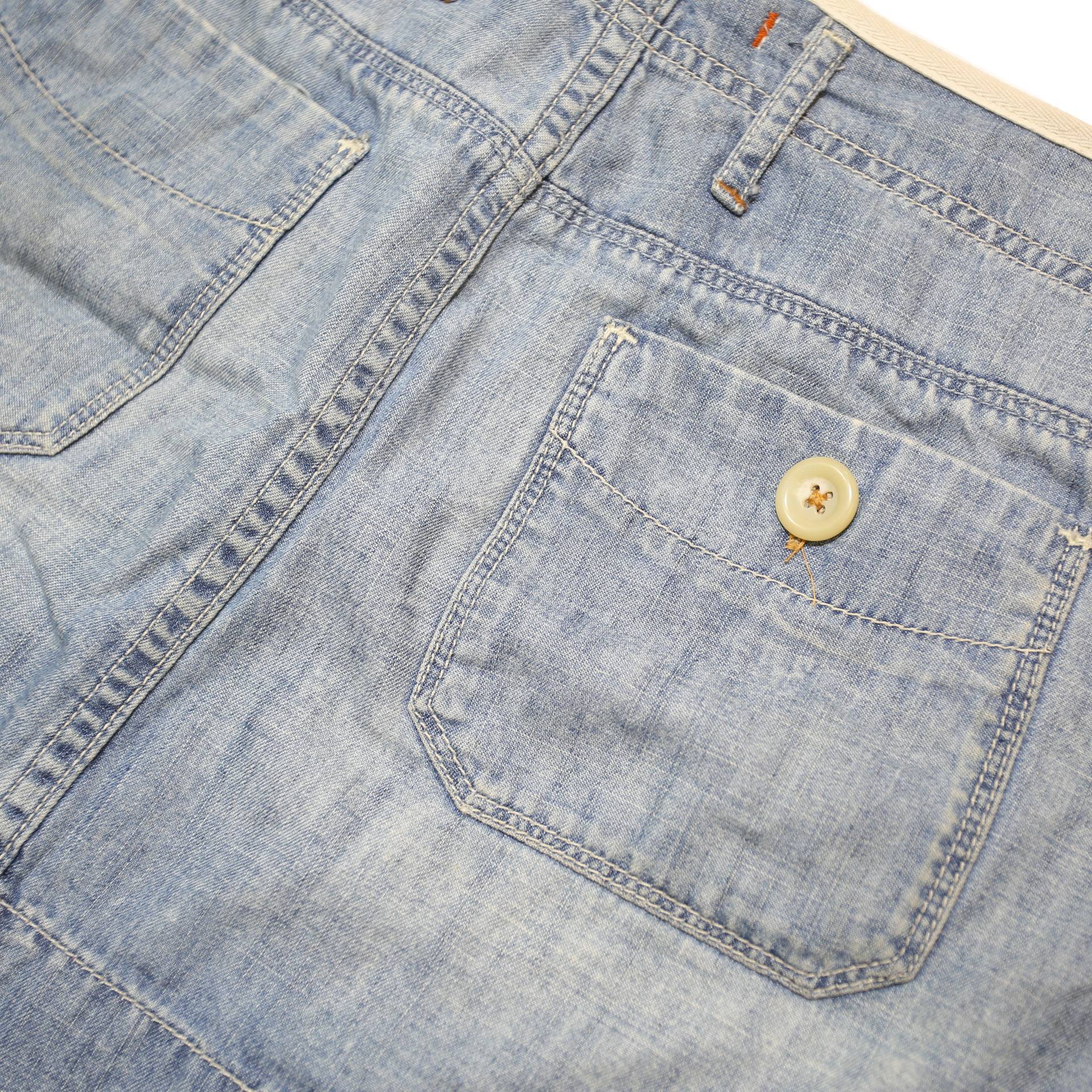 GAP Womens Blue Denim Mini Cotton Blend Skirt M Button Pocket Casual