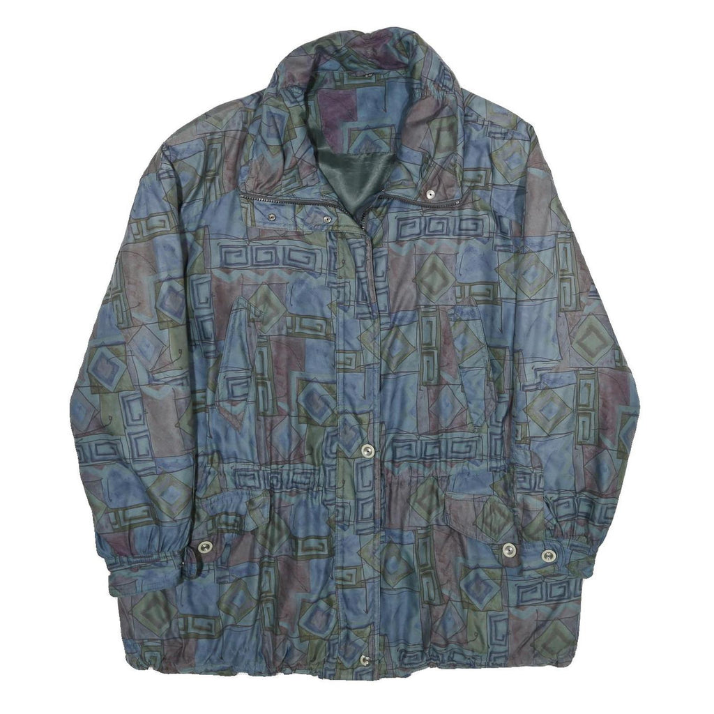 YOUR SIXTH SENSE Womens Blue Green Geometric Zip Jacket UK 18 Casual Lightweight