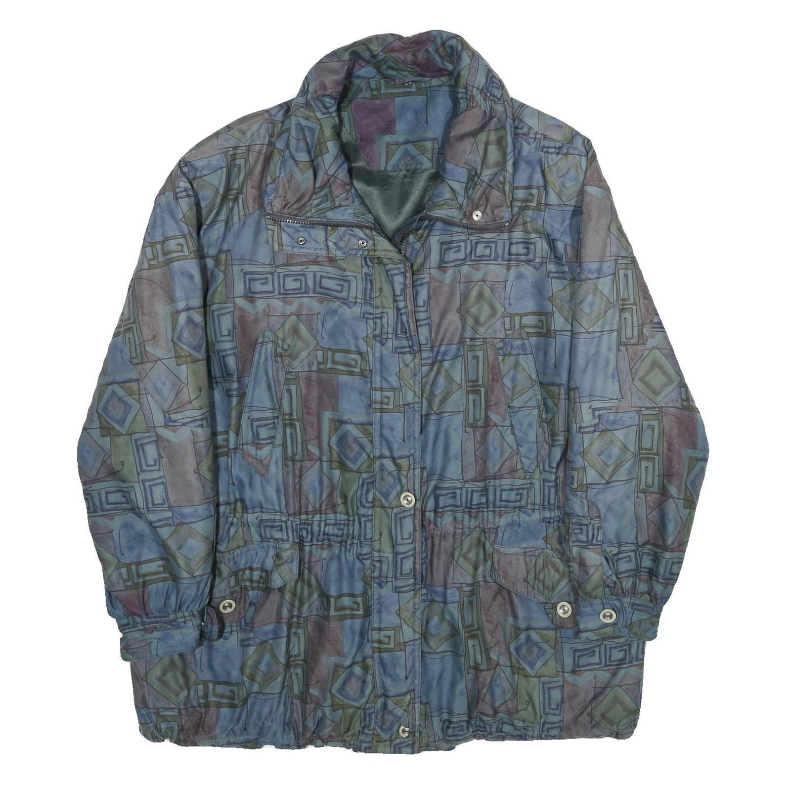 YOUR SIXTH SENSE Womens Blue Green Geometric Zip Jacket UK 18 Casual Lightweight