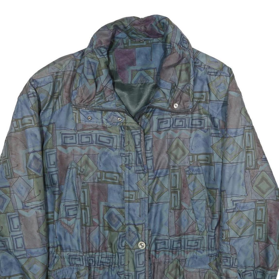YOUR SIXTH SENSE Womens Blue Green Geometric Zip Jacket UK 18 Casual Lightweight