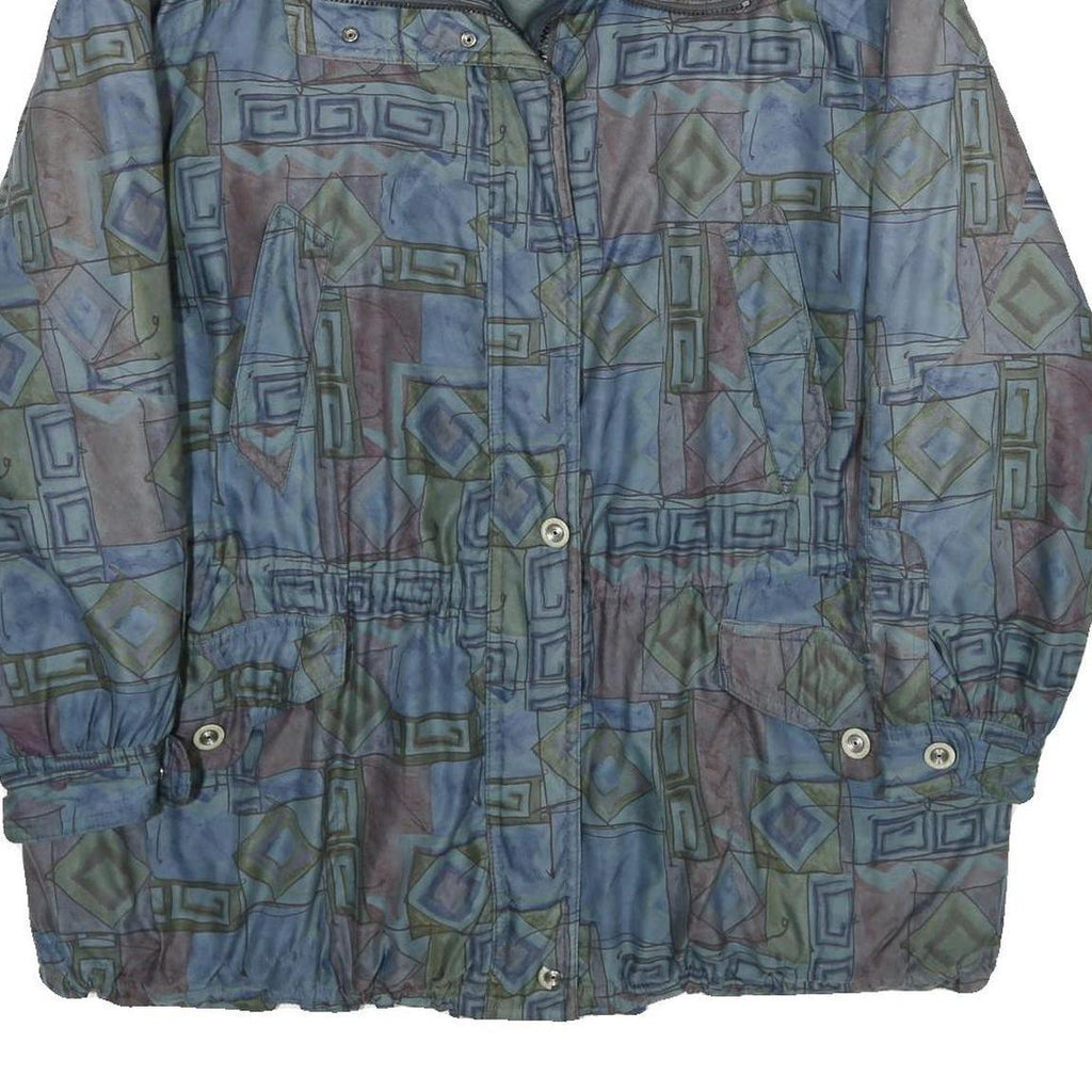 YOUR SIXTH SENSE Womens Blue Green Geometric Zip Jacket UK 18 Casual Lightweight