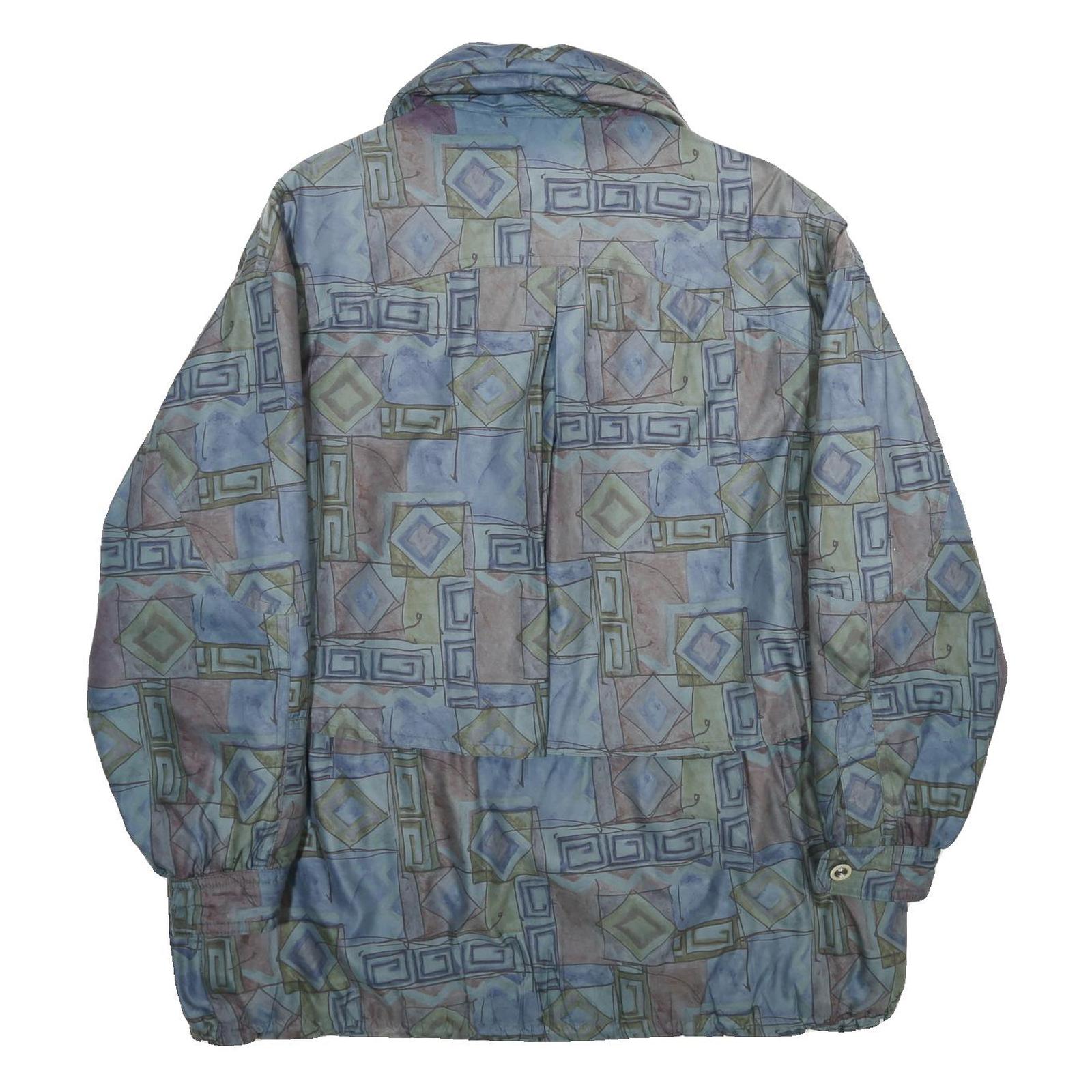 YOUR SIXTH SENSE Womens Blue Green Geometric Zip Jacket UK 18 Casual Lightweight