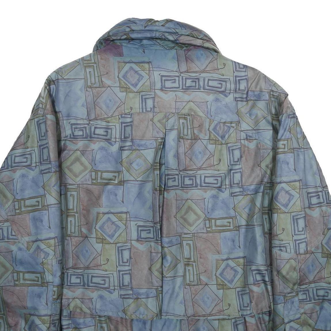 YOUR SIXTH SENSE Womens Blue Green Geometric Zip Jacket UK 18 Casual Lightweight