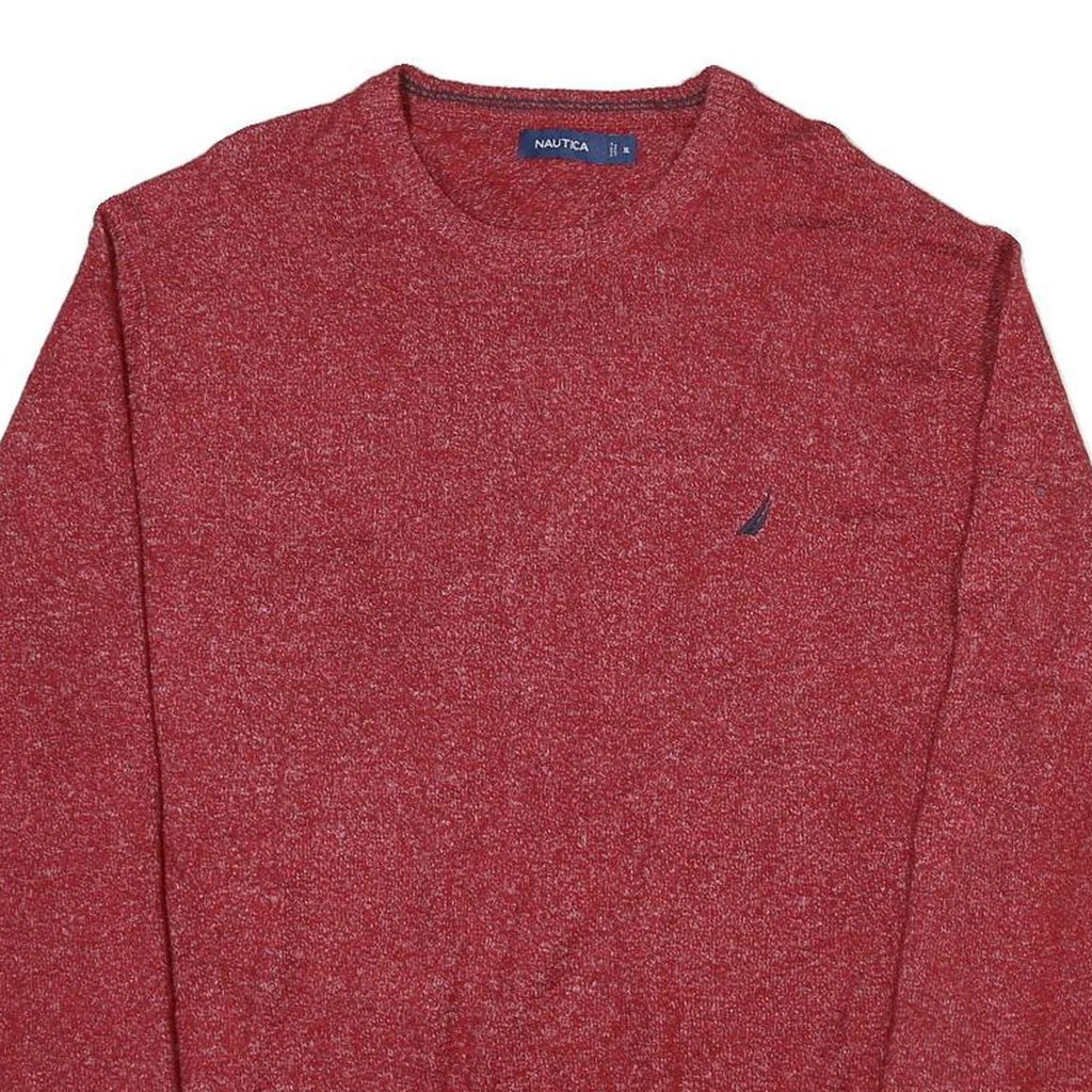 NAUTICA Mens Red Plain Cotton Blend Jumper Crew Neck Basic Knit XL Sweater