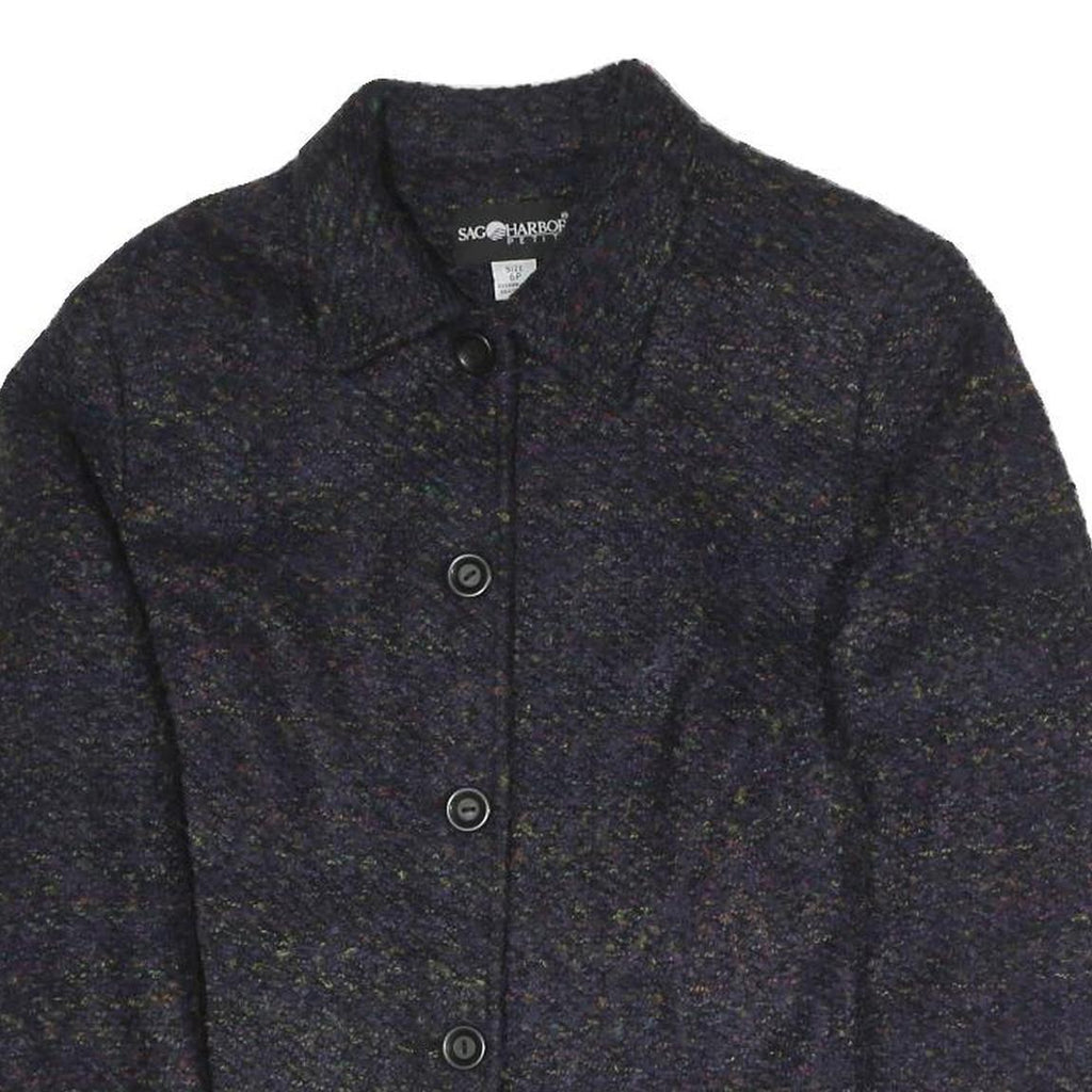 SAG HARBOUR Womens Blue Coach Jacket UK 6 Polyester Blend Woven Plain Classic
